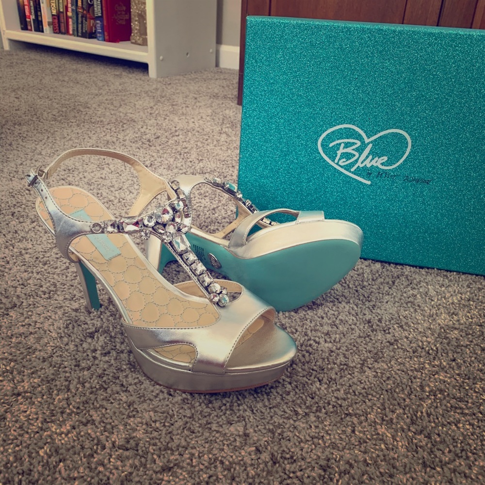 Betsey Johnson Platform Silver Heels